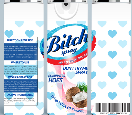 Blue hearts and white background coconut Bitch Be Gone tumbler
