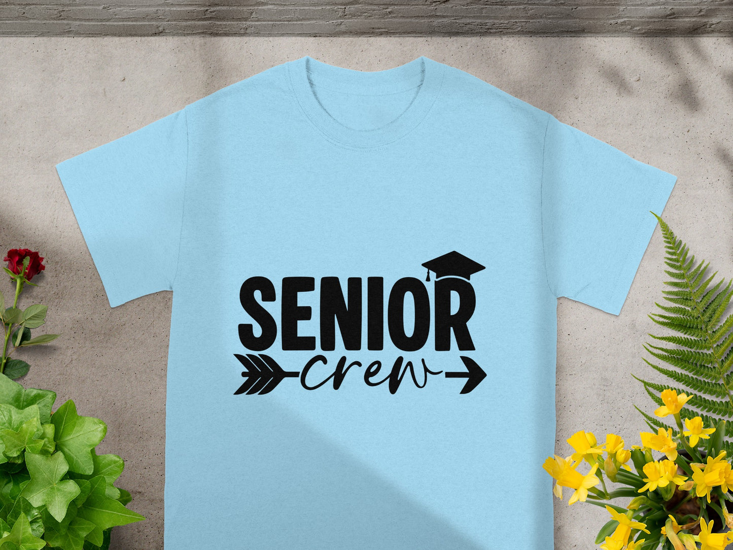 Senior Crew Shirt with Graduation Cap Graphic
