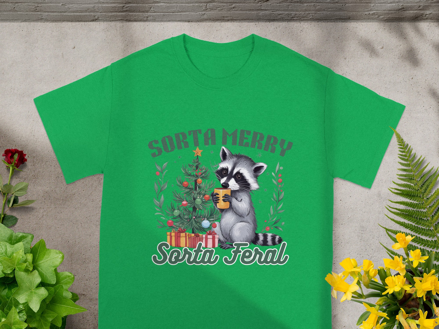 Sorta Merry Sorta Feral Holiday Raccoon T-Shirt