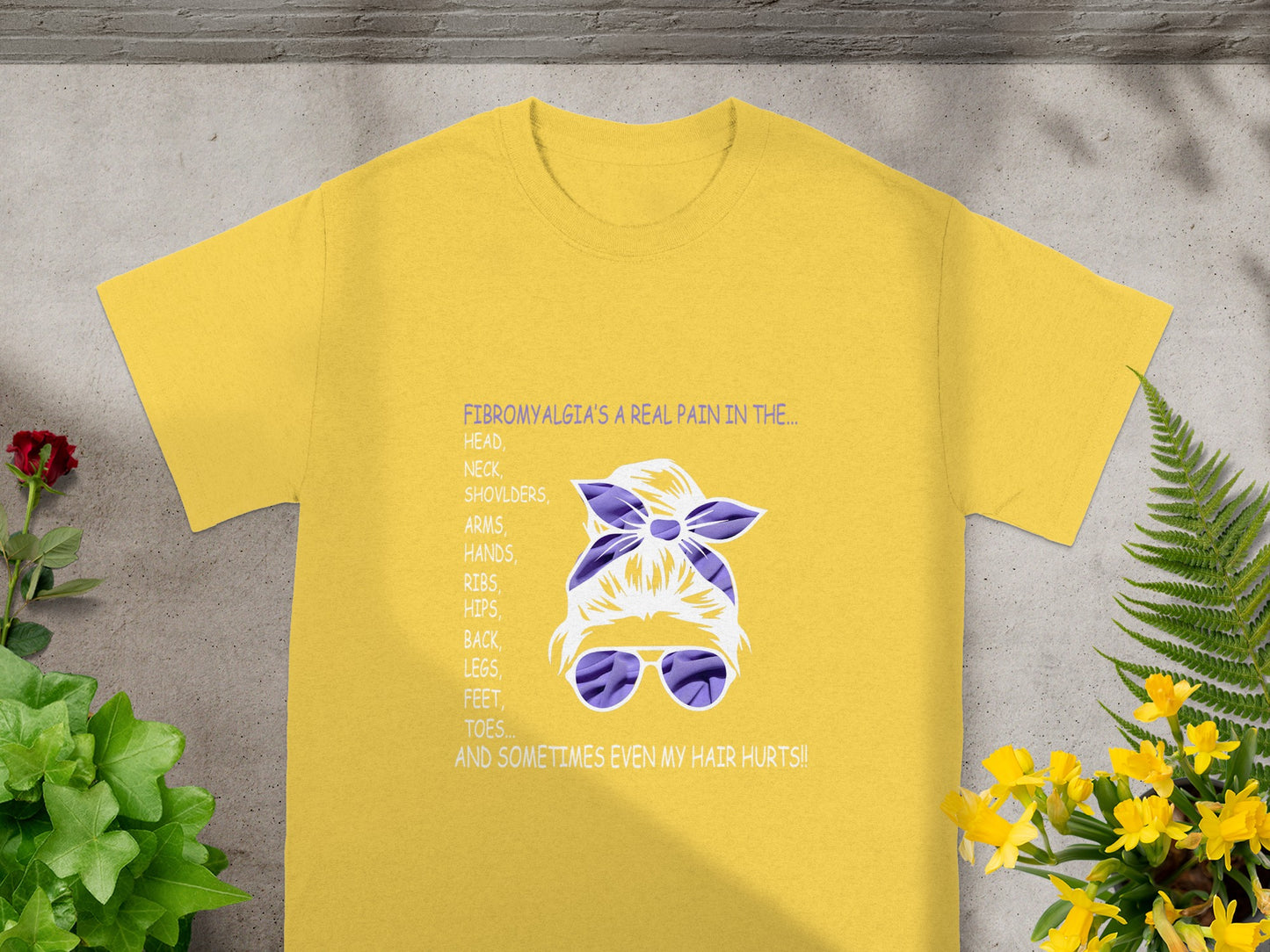 Fibromyalgia's a Real Pain Yellow T-Shirt with Headband