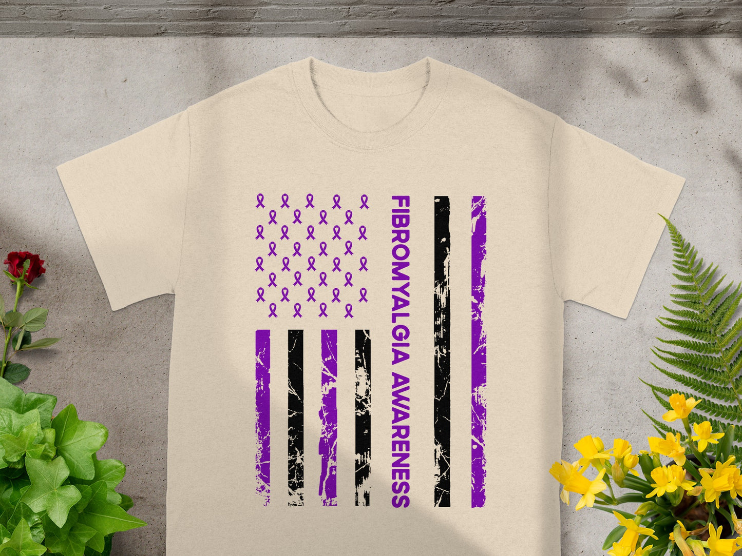 Fibromyalgia Awareness Ribbon Flag T-Shirt