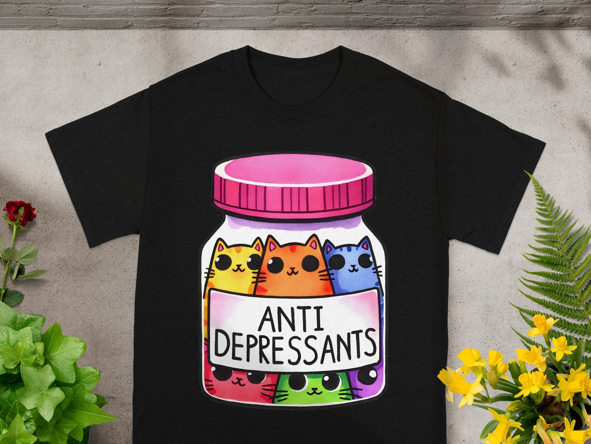 Colorful Cats Antidepressants Graphic T-shirt Product