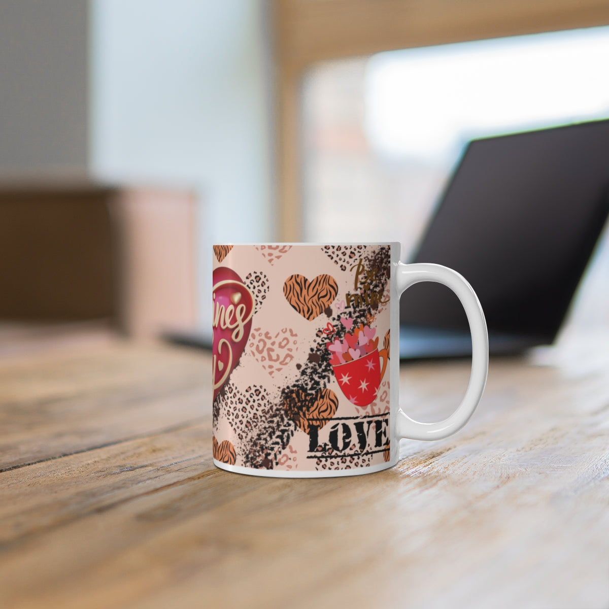 Animal Print Hearts and Love Design Ceramic Mug