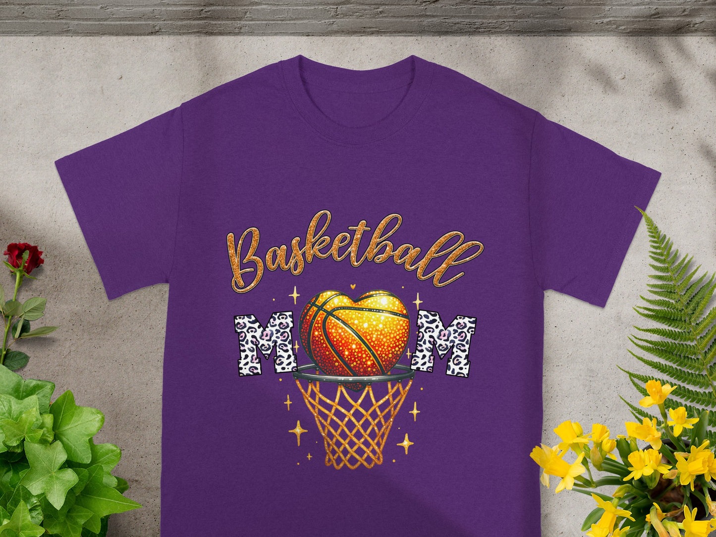 Basketball Mom Shirt with Sparkling Design Tee