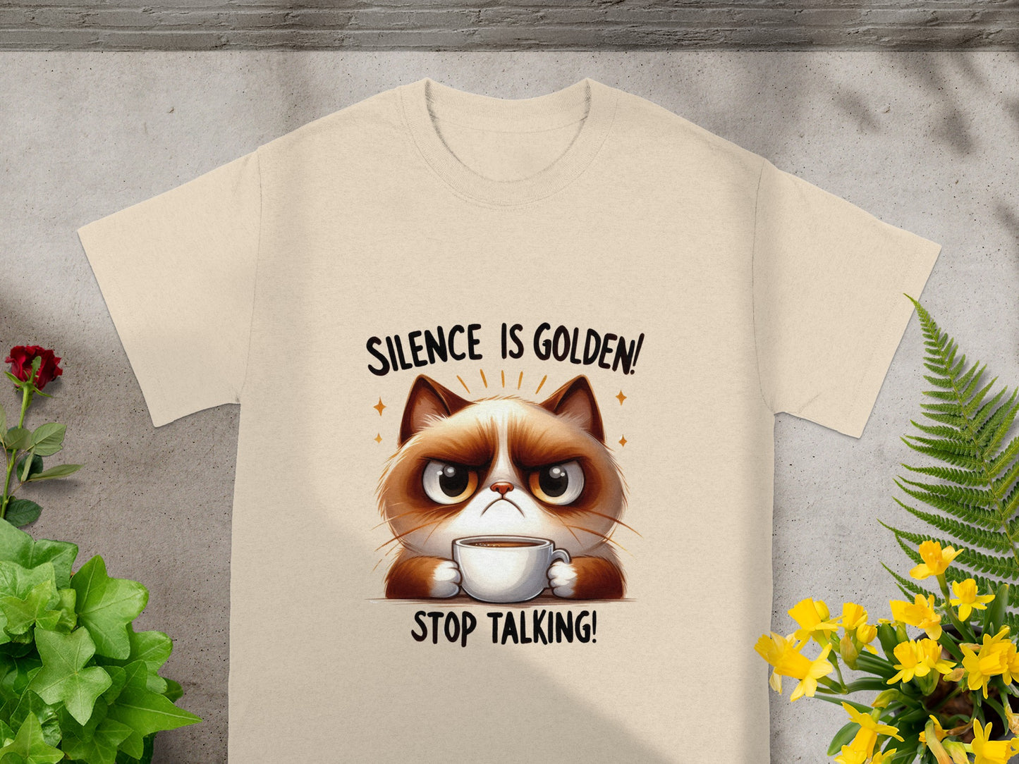Silence Is Golden Stop Talking Funny Cat T-shirt Product