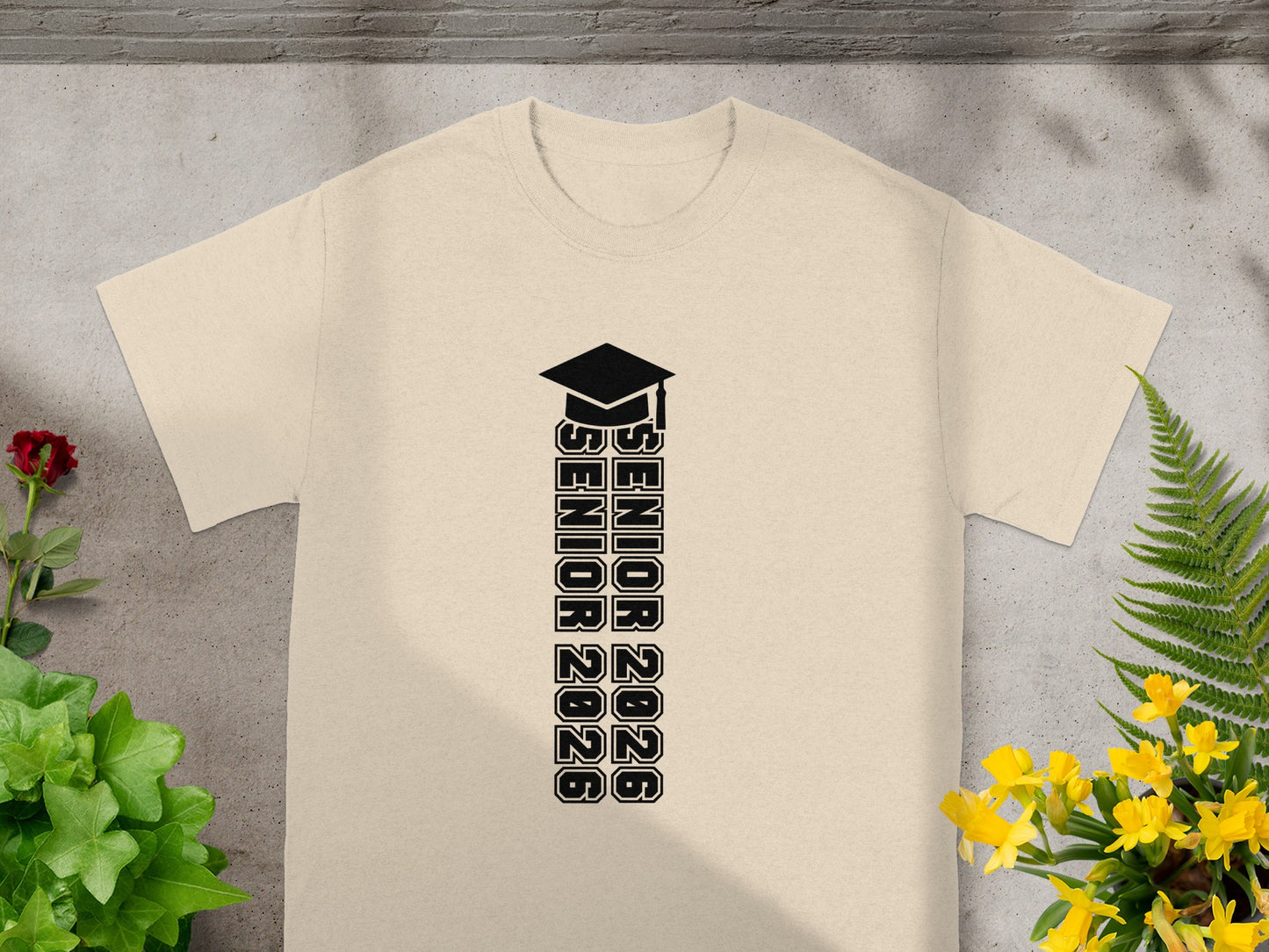 Senior 2026 Vertical Print Graduation T-shirt