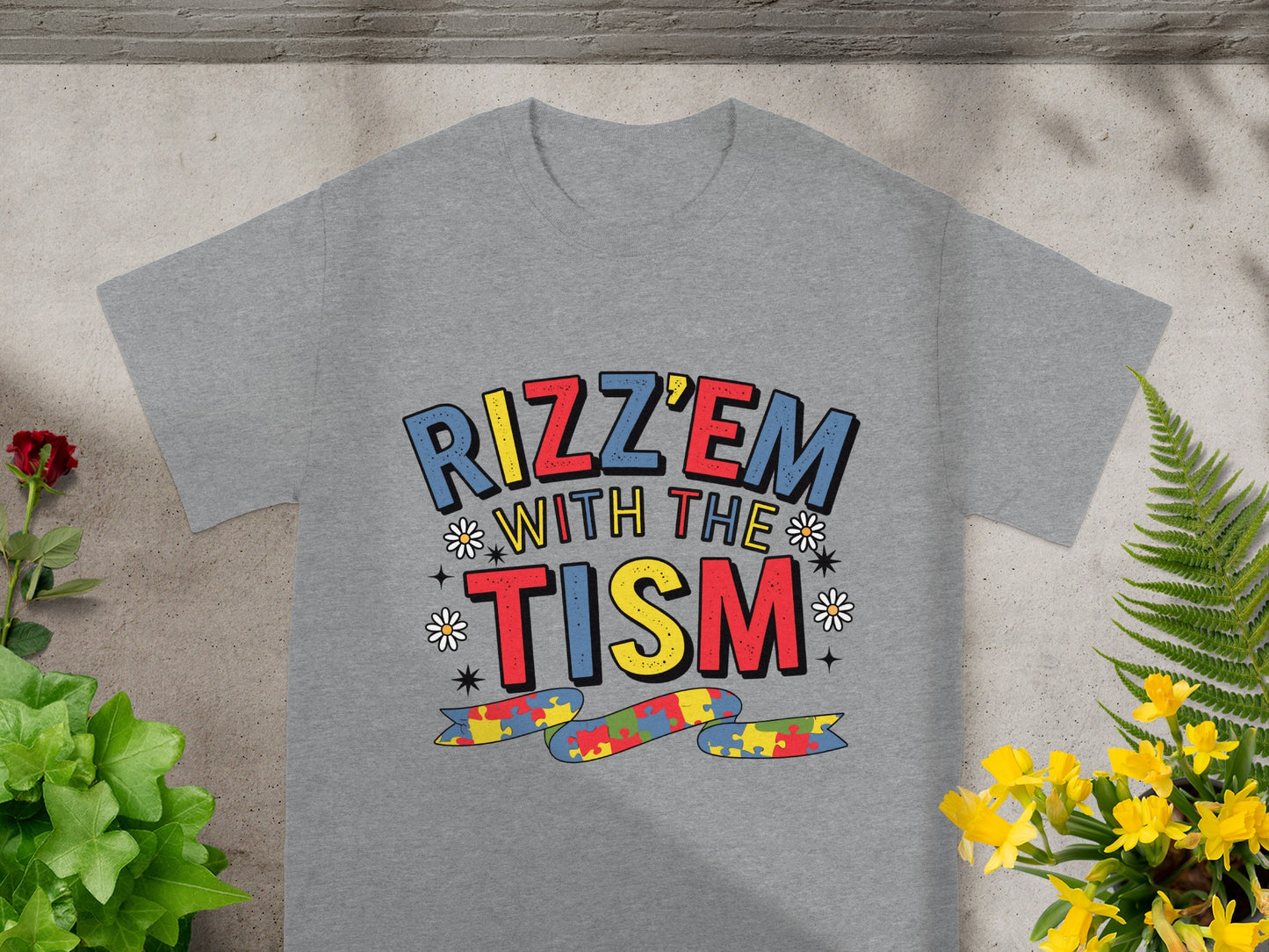 Rizz'em With The Tism Colorful Graphic Tshirt