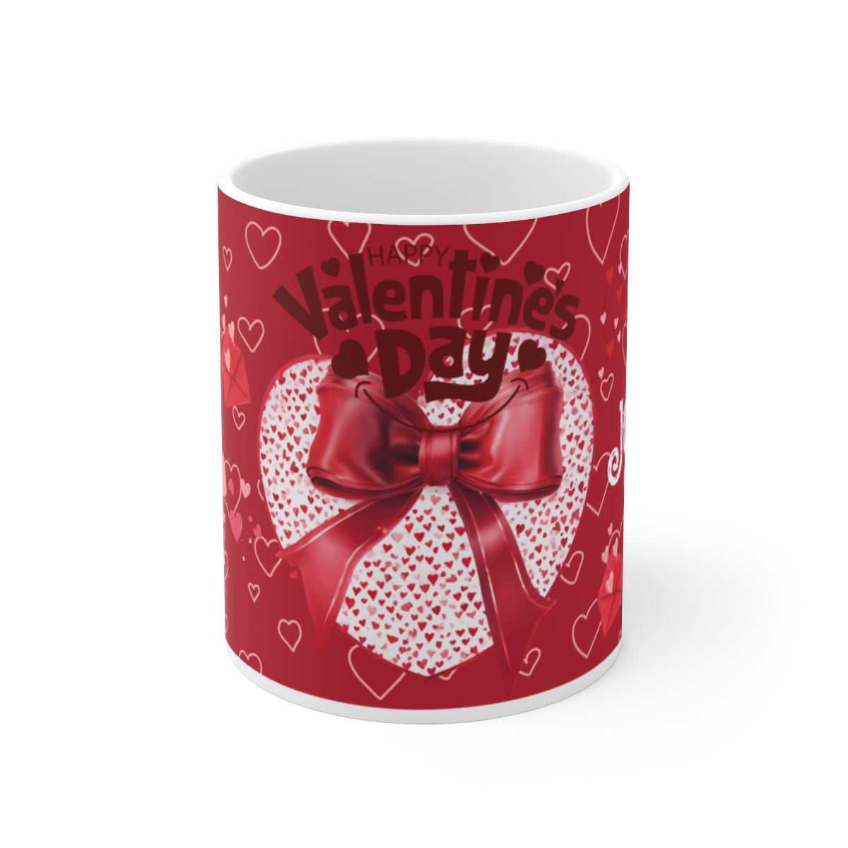 Happy Valentine's Day Red Bow Heart Mug