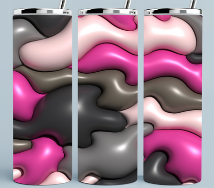 3D Inflated Pink and Gray Camoflauge