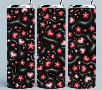 Pink stars and hearts tumbler