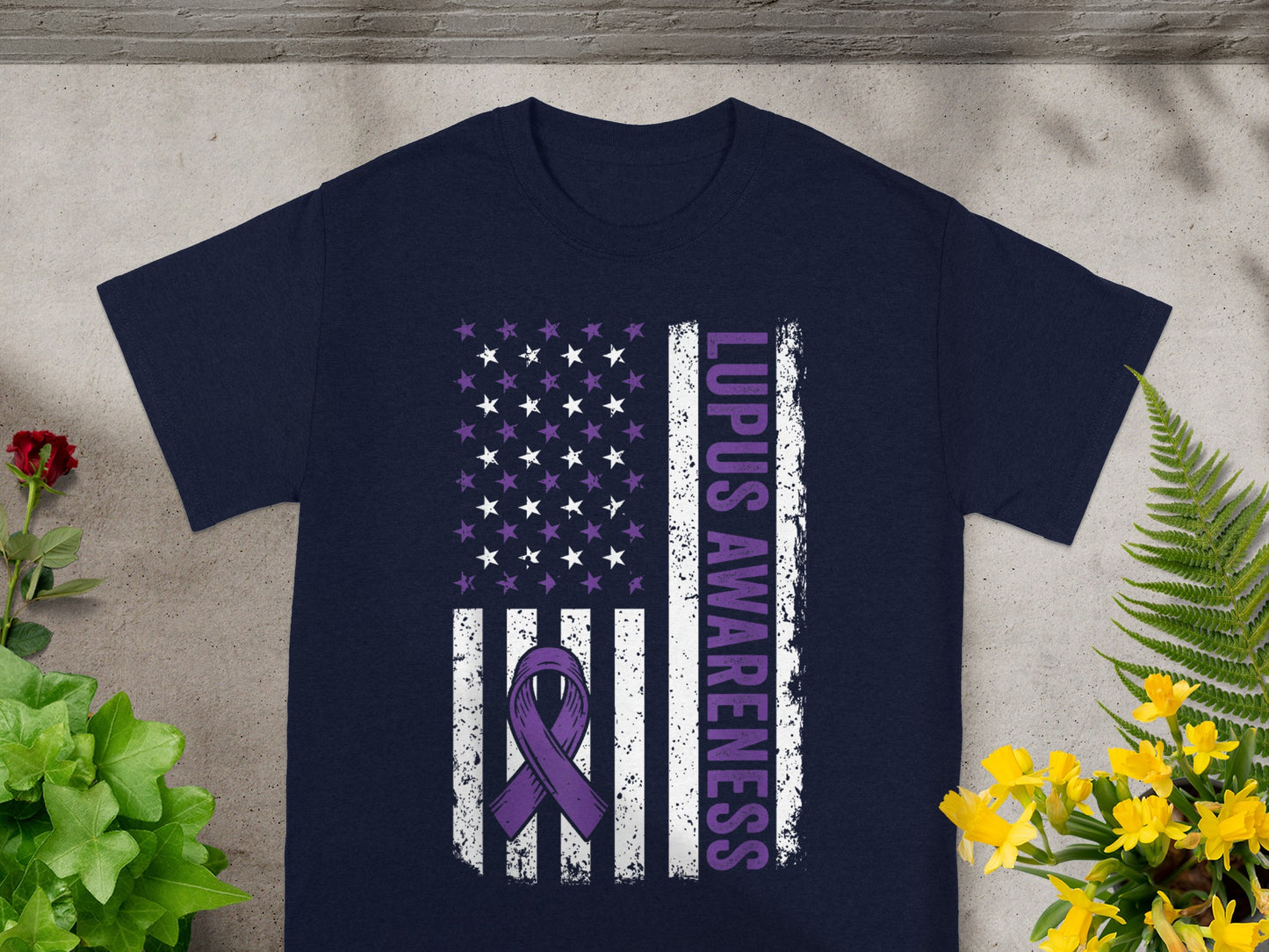 Lupus Awareness American Flag Ribbon Awareness Shirt