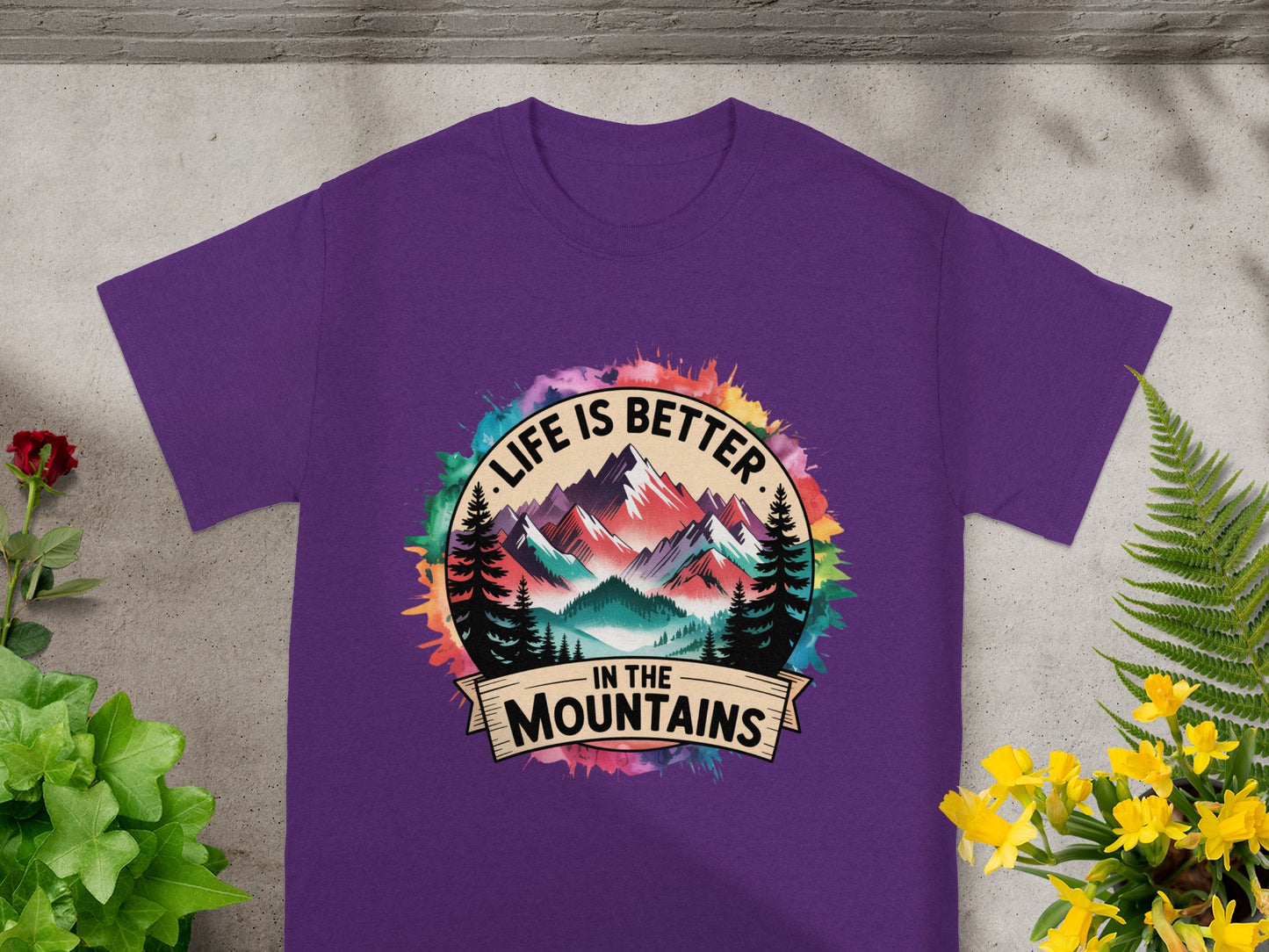 Life is Better in the Mountains T-shirt with Colorful Design