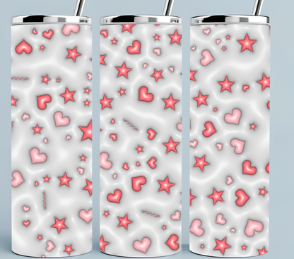 Pink stars and hearts tumbler
