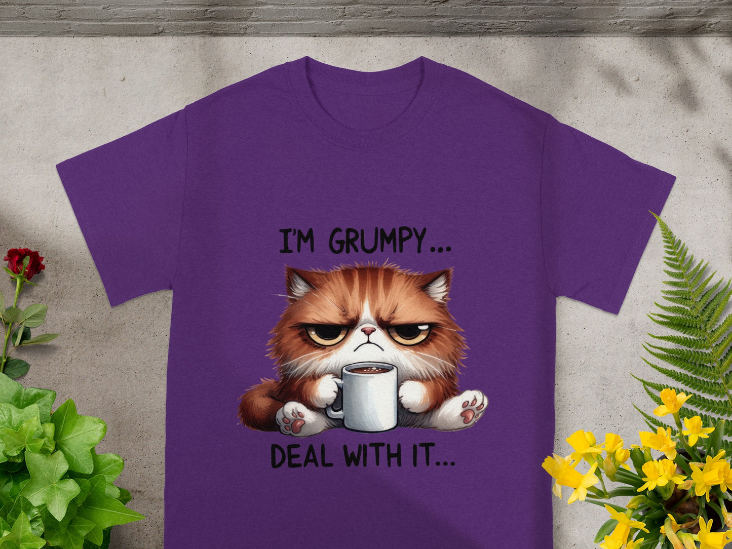 I'm Grumpy Deal With It Cat Coffee Humor Shirt