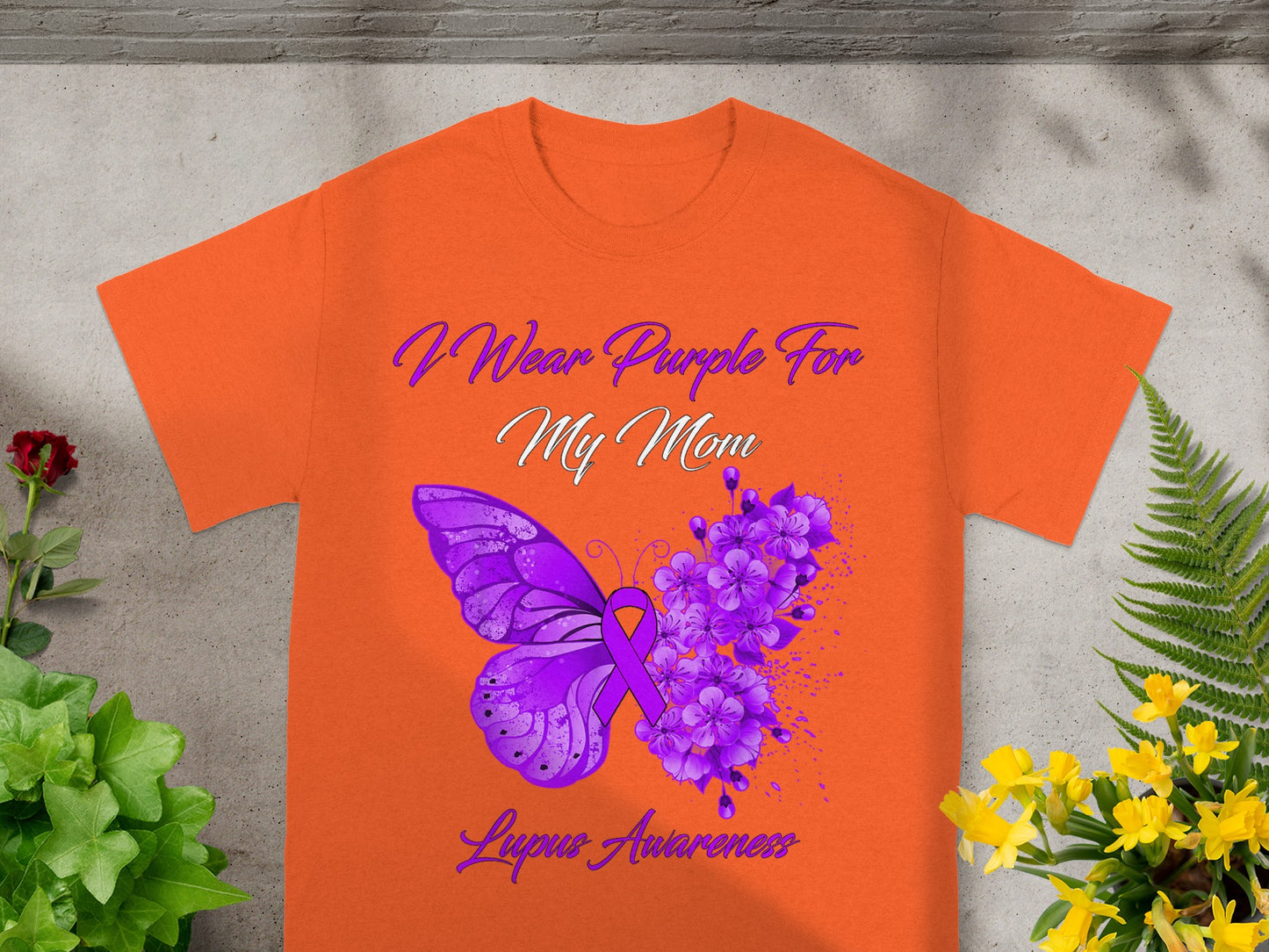 I Wear Purple For My Mom Lupus Awareness Butterfly T-Shirts