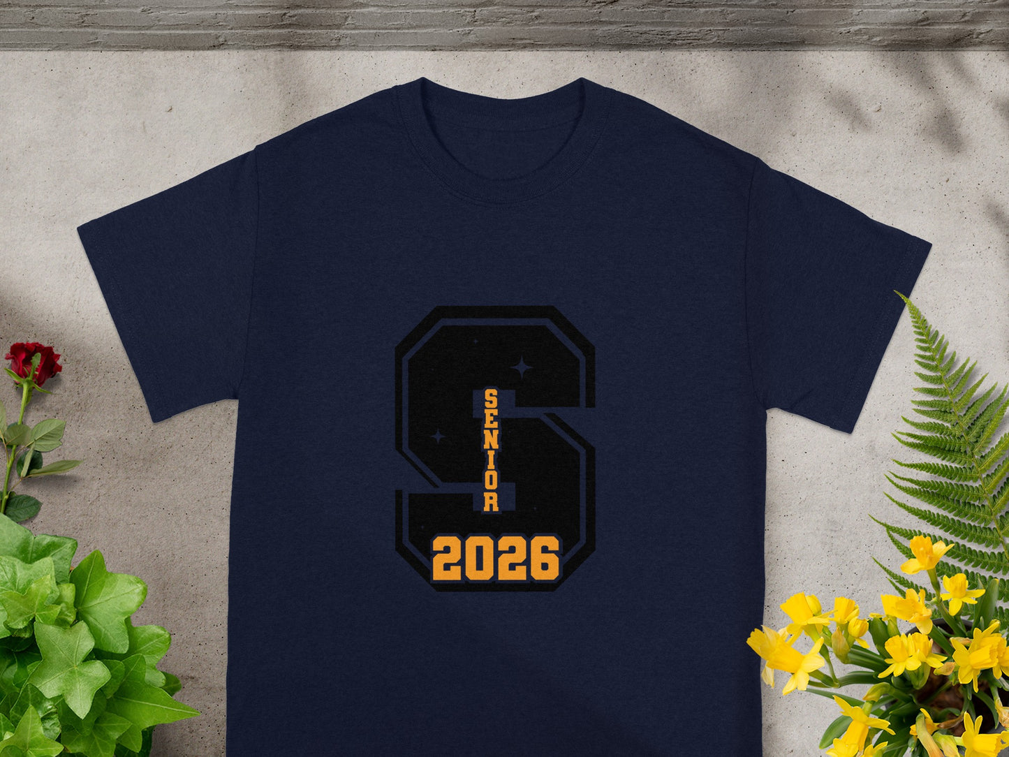 Navy Blue Senior 2026 Graphic Tee Graduation Shirt