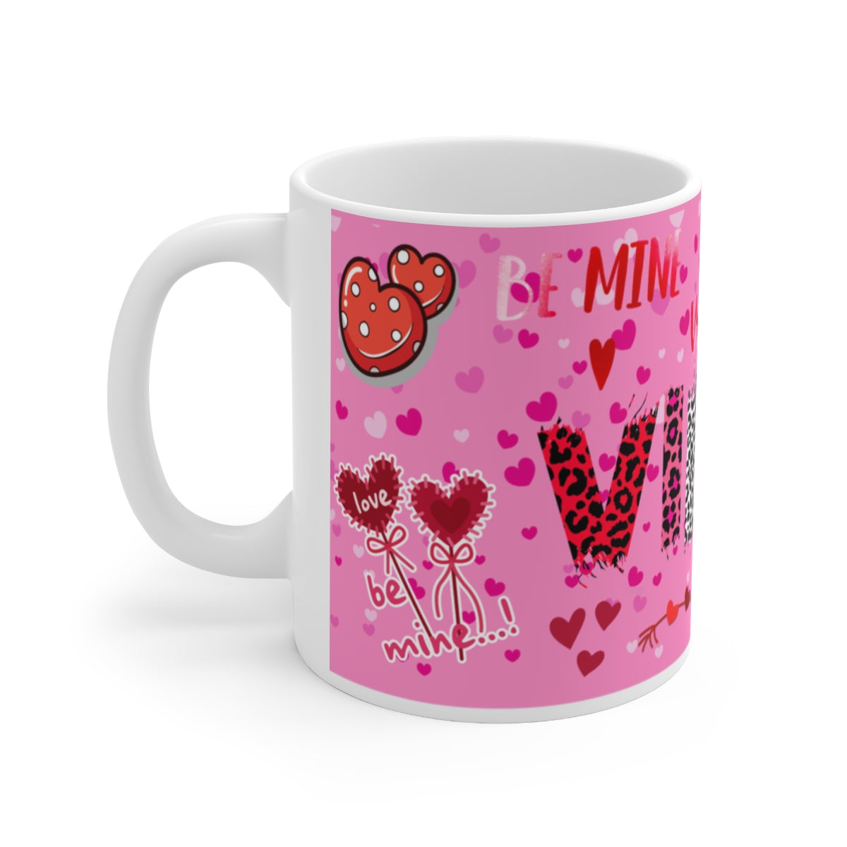 Pink Valentine Be Mine Love Hearts Mug for Valentine's Day