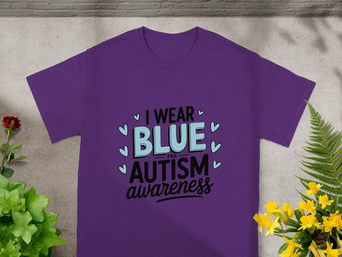 I Wear Blue for Autism Awareness T-Shirt Design
