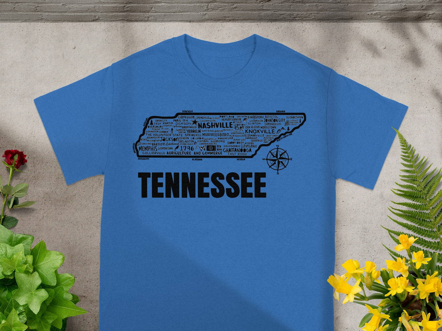 Tennessee Map Typography Style T-Shirt