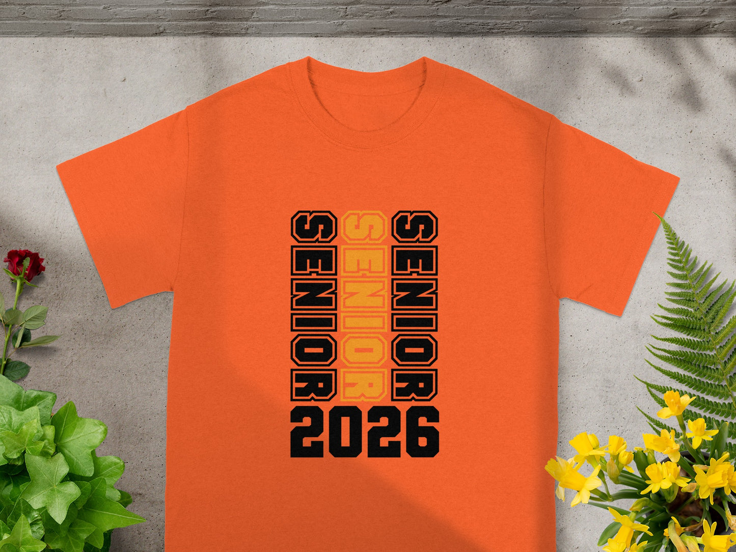 Senior 2026 Vertical Graphic in Orange Shirt Product