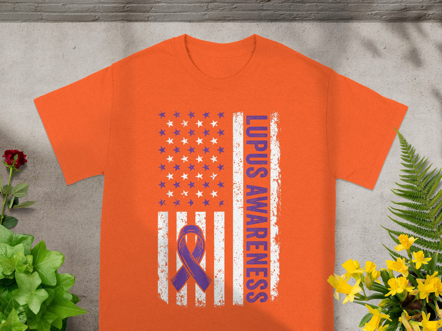 Orange Lupus Awareness American Flag Shirt product