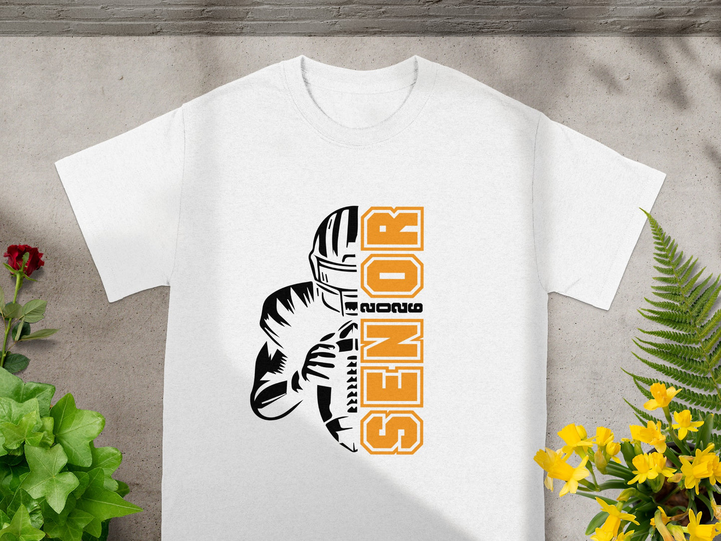 Senior Football Player Graphic Printed T-Shirt