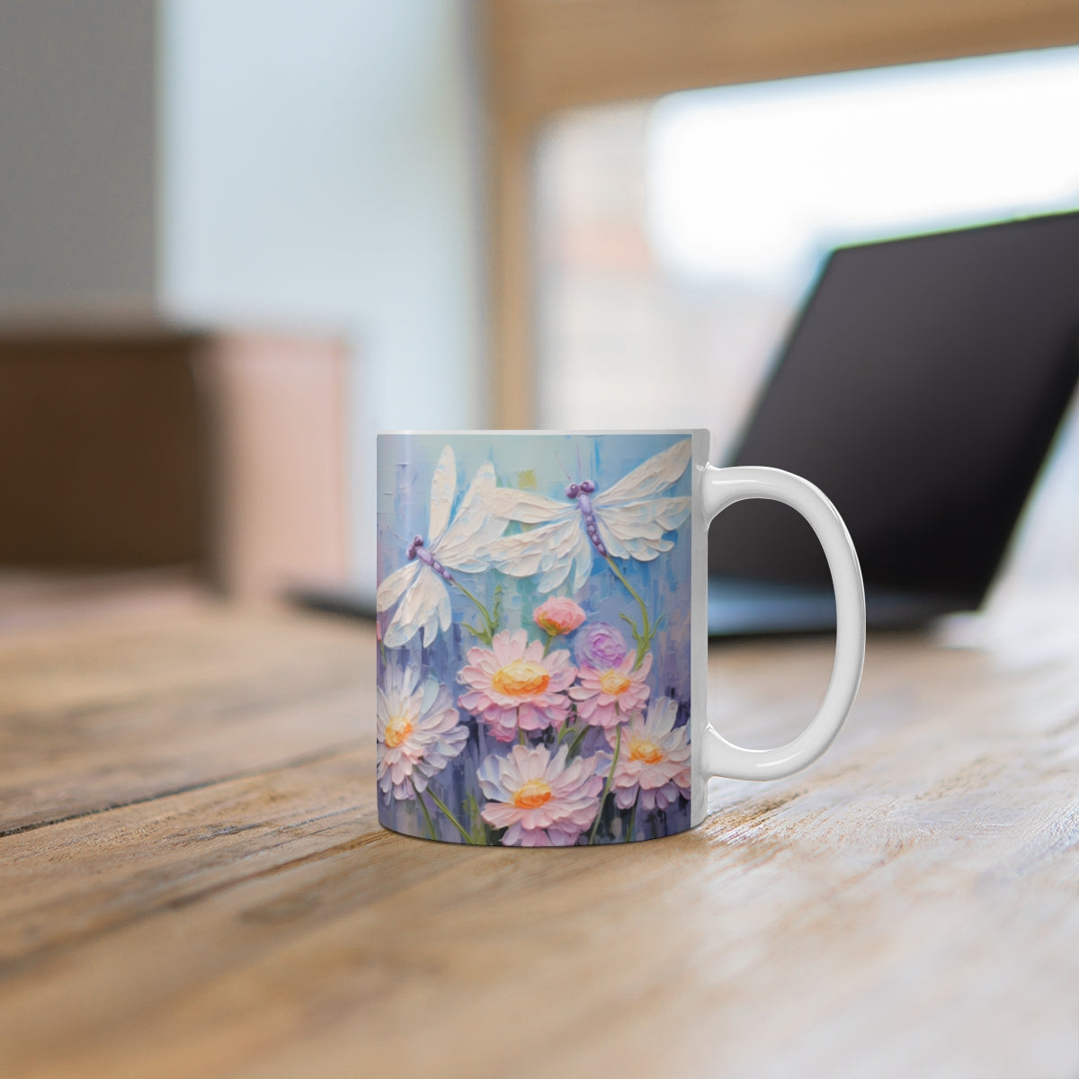 Dragonflies and Daisies Artistic Mug for Coffee Lovers