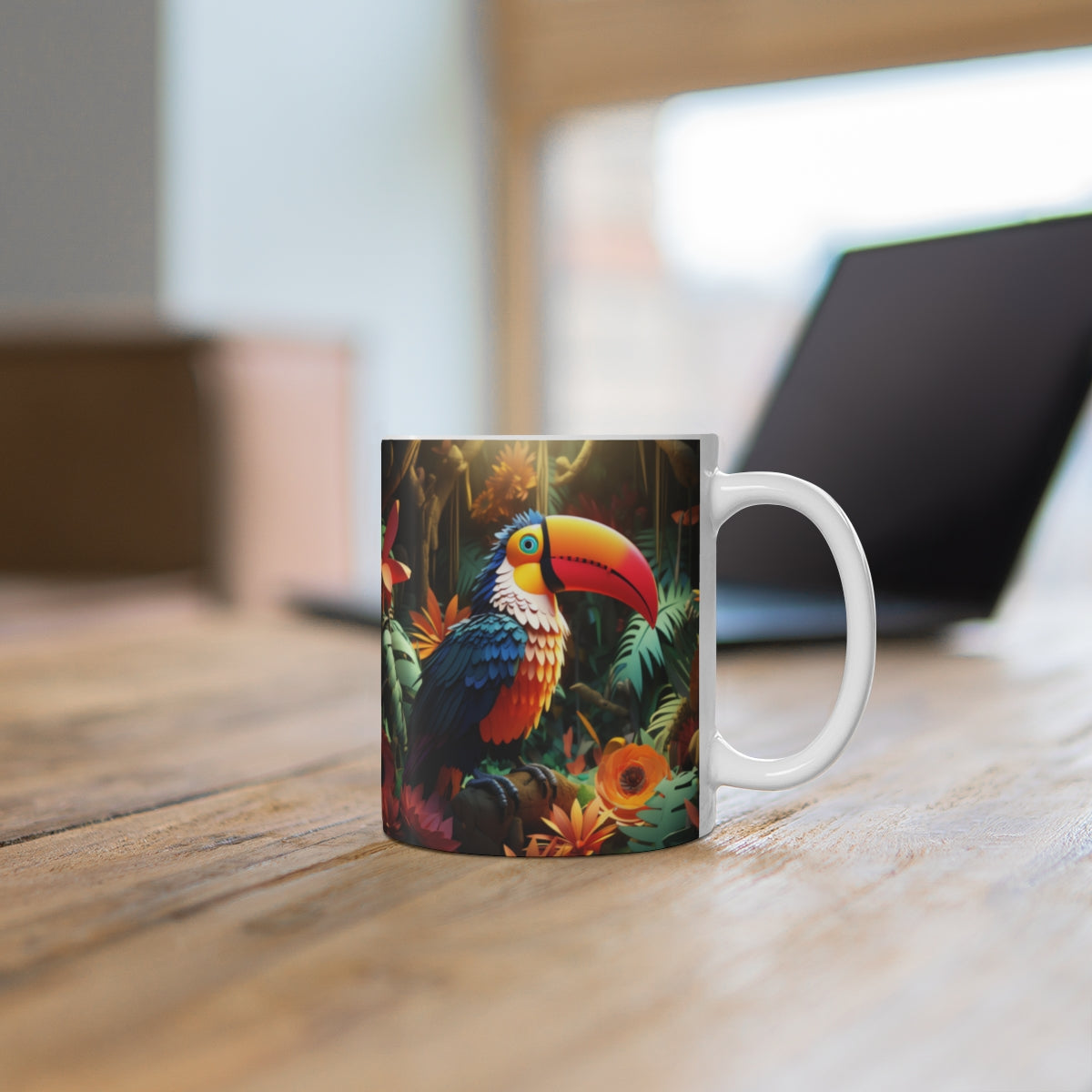 Tropical Toucan Art on White Ceramic Mug Product