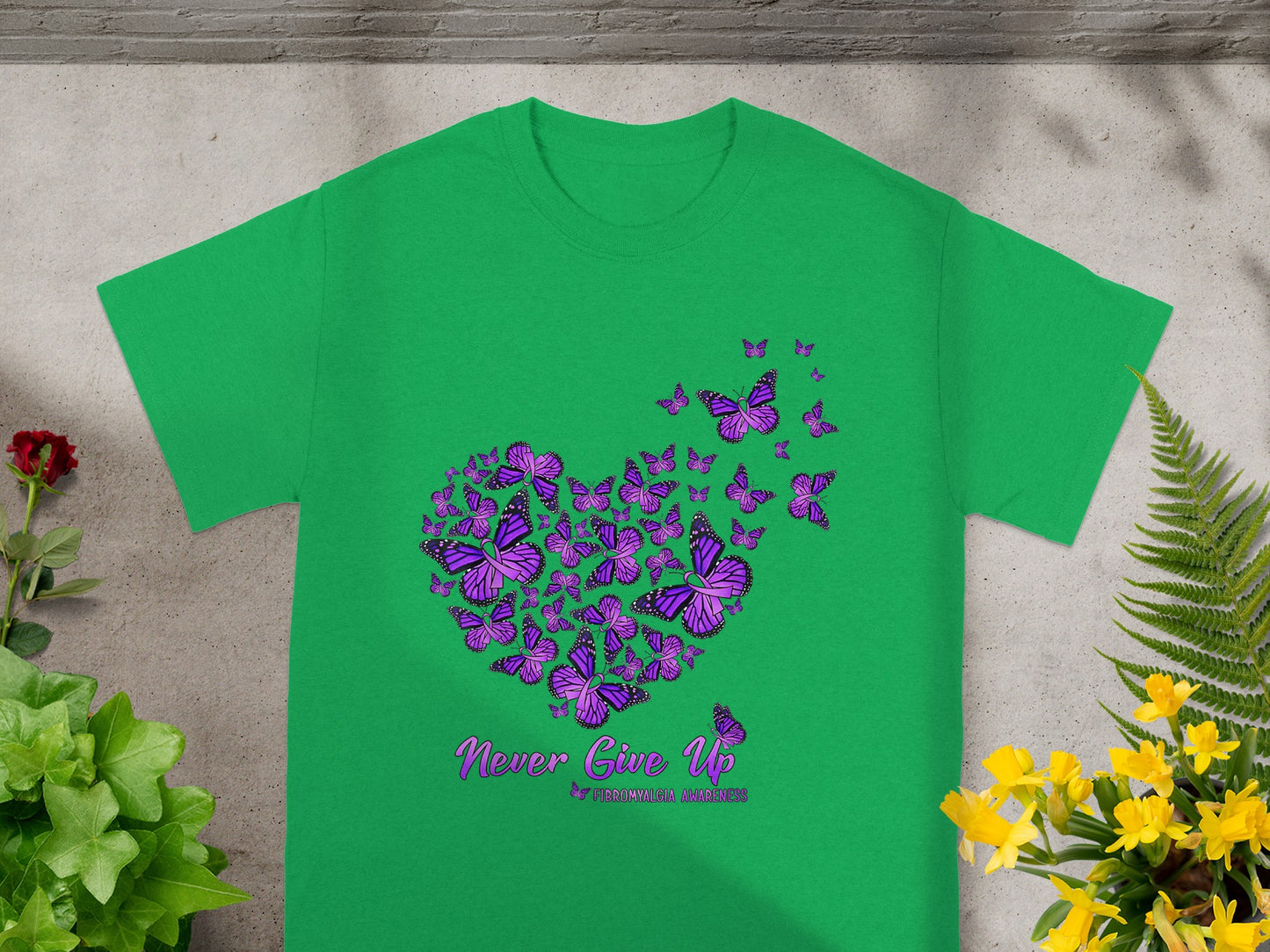 Never Give Up Fibromyalgia Awareness T-shirt