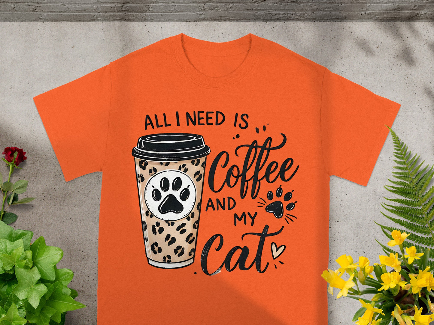 All I Need Is Coffee and My Cat Graphic T-Shirt