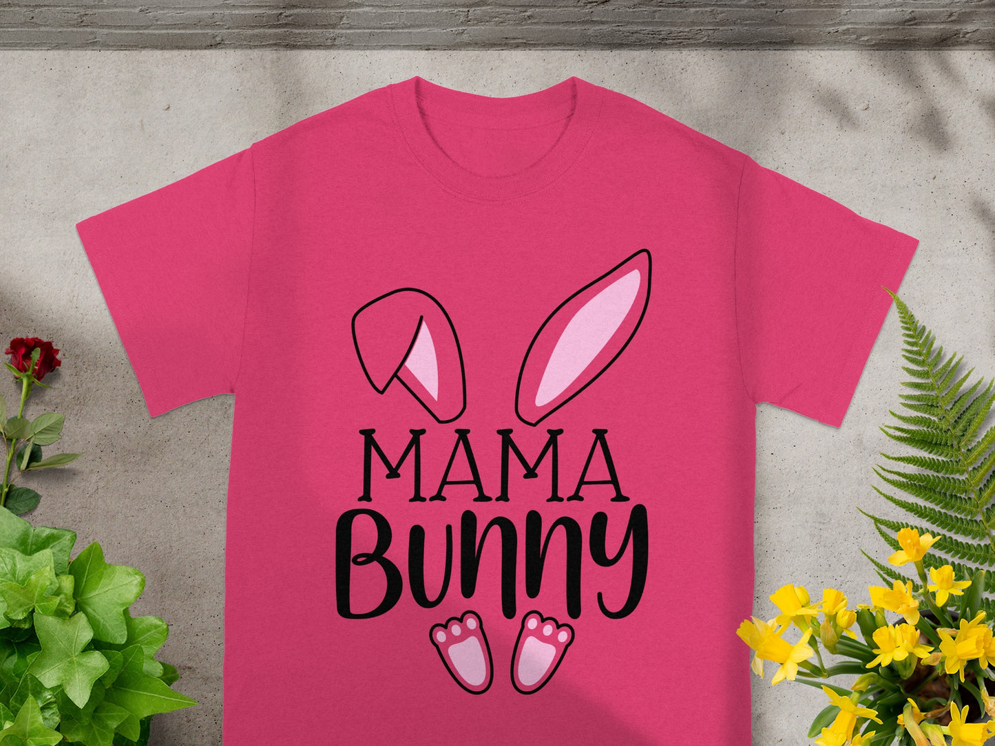 Mama Bunny Graphic Design Short Sleeve Shirt