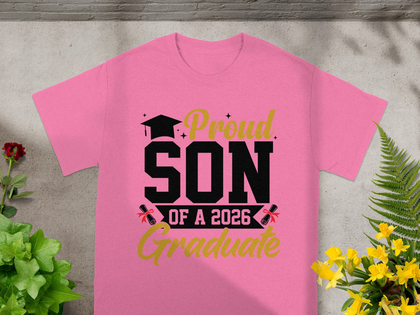 Proud Son of a 2026 Graduate Pink T-Shirt