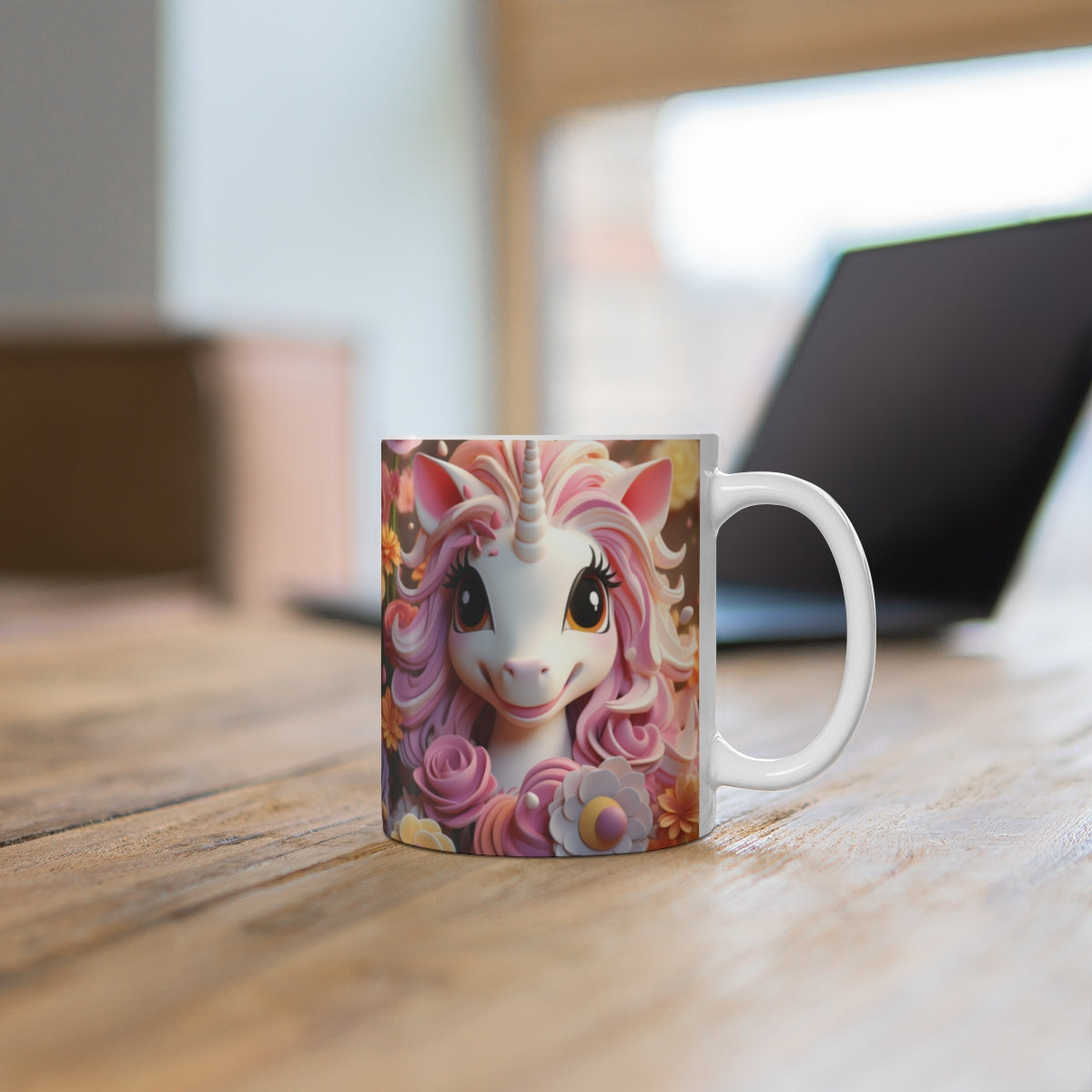 Whimsical Unicorn Mug with Colorful Floral Design