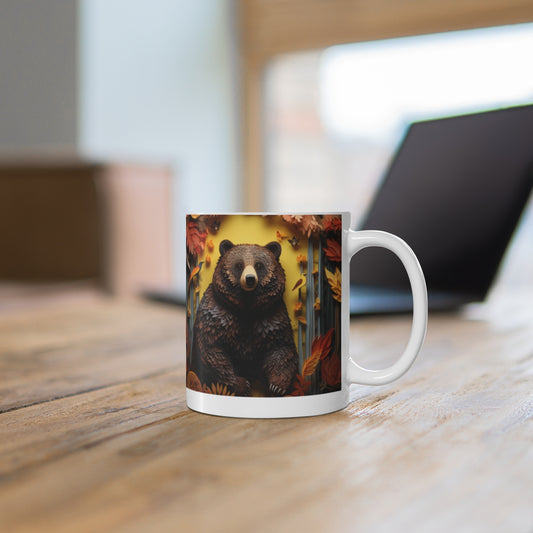 Bear Autumn Leaves Design Mug for Nature Lovers