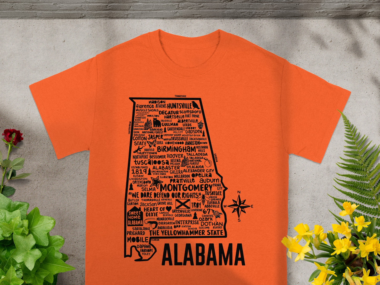 Alabama State Map Typography Design T-shirt