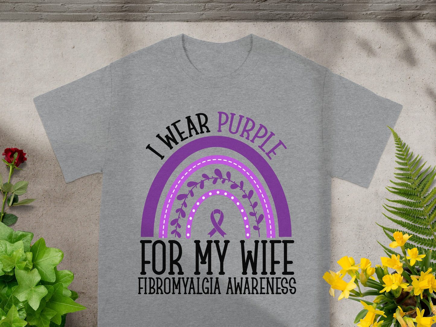I Wear Purple For My Wife Fibromyalgia Awareness Tee