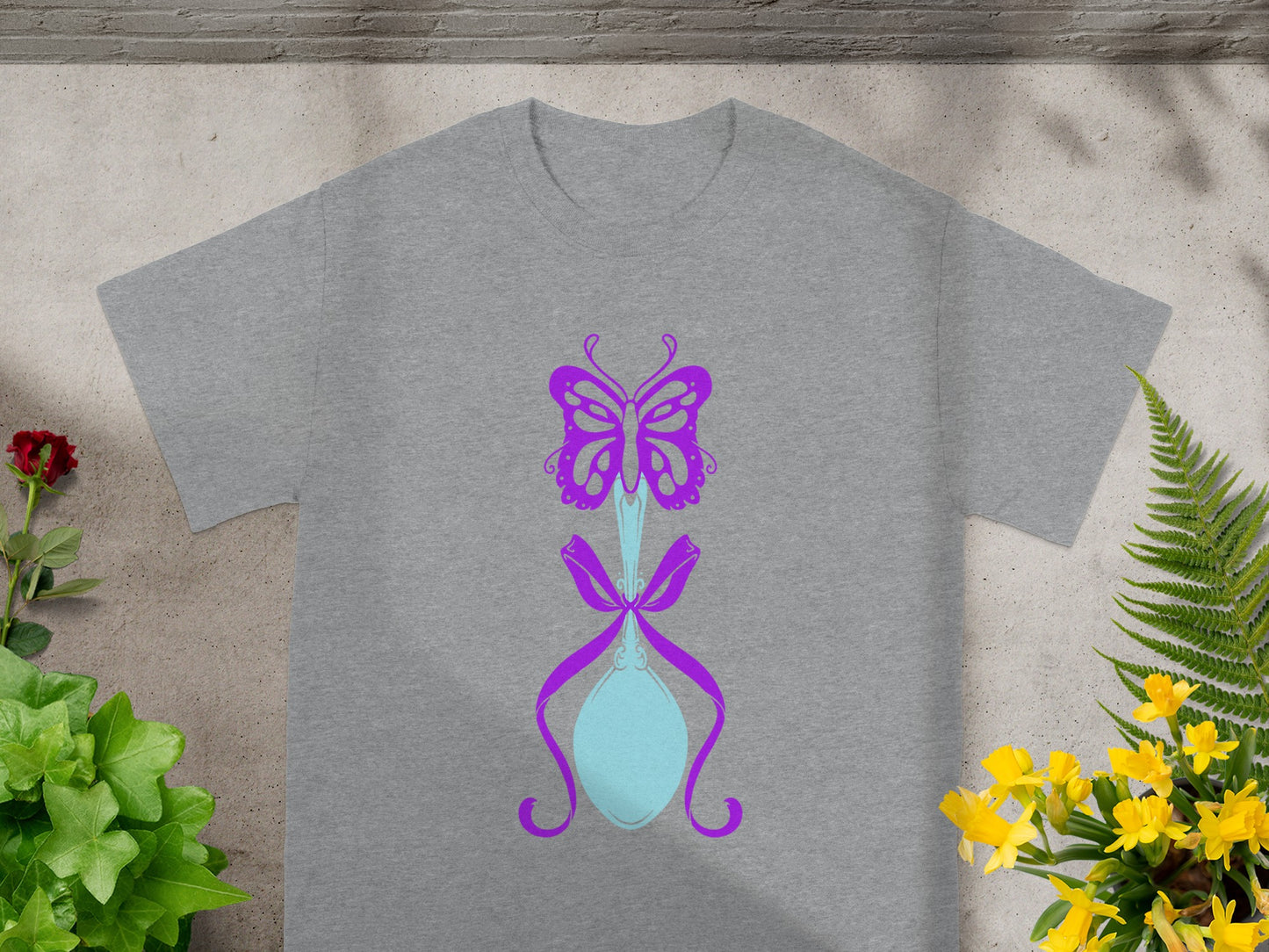 Purple Butterfly and Hourglass Design T-Shirt