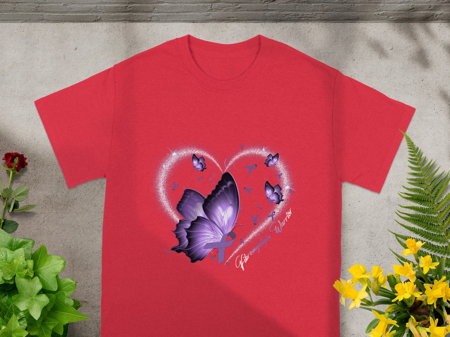 Purple Butterfly Fibromyalgia Warrior Design T-shirt