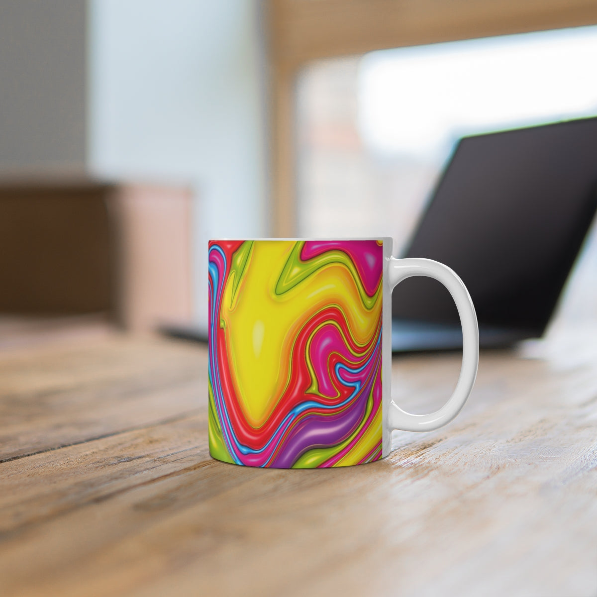 Colorful Abstract Swirl Design Mug for Unique Mornings