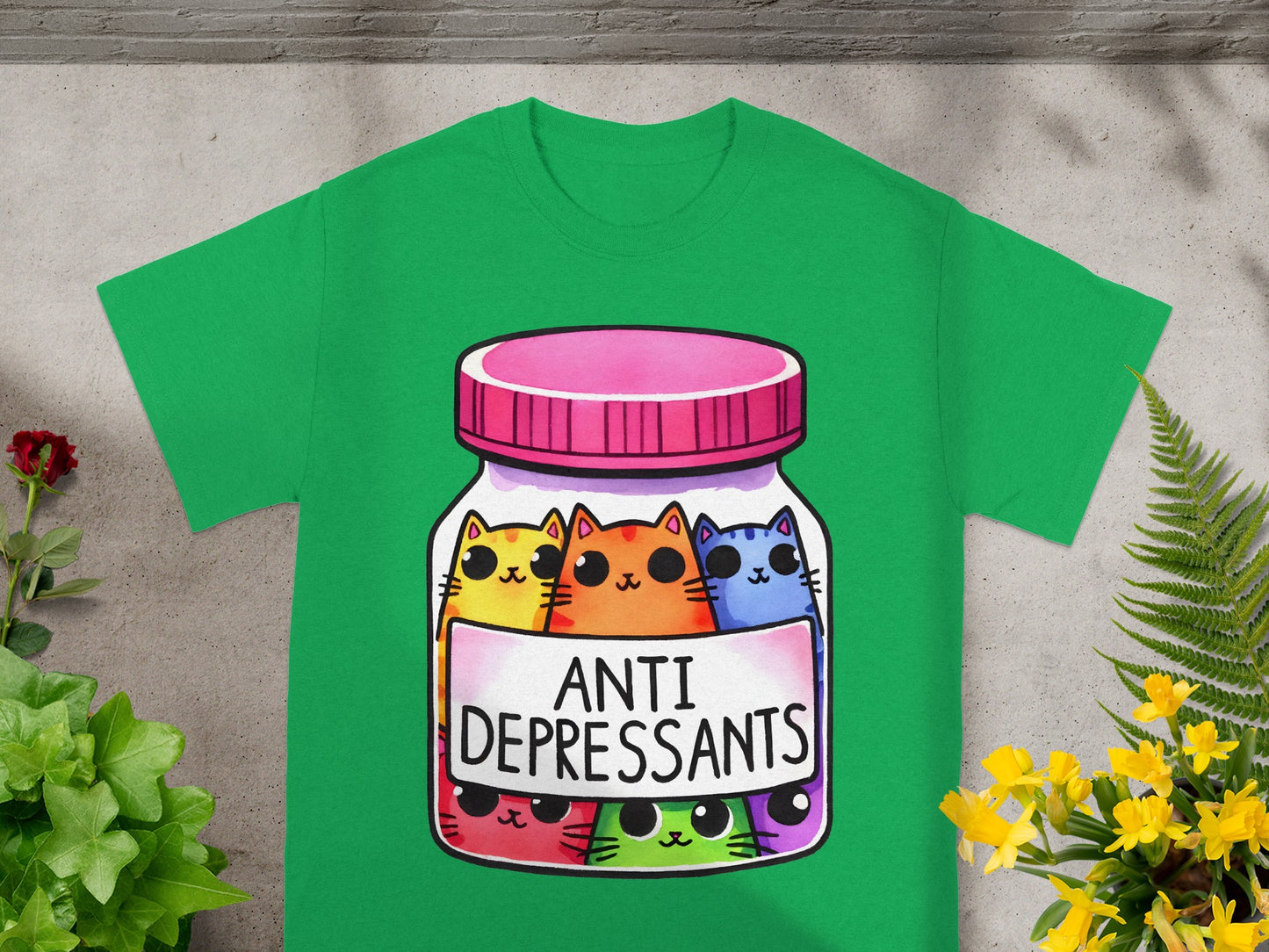 Cute Cats Anti Depressants Graphic Tee Shirt