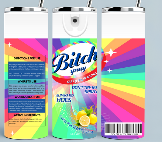 Pastel Mint and Pink Bitch Be Gone Spray tumbler