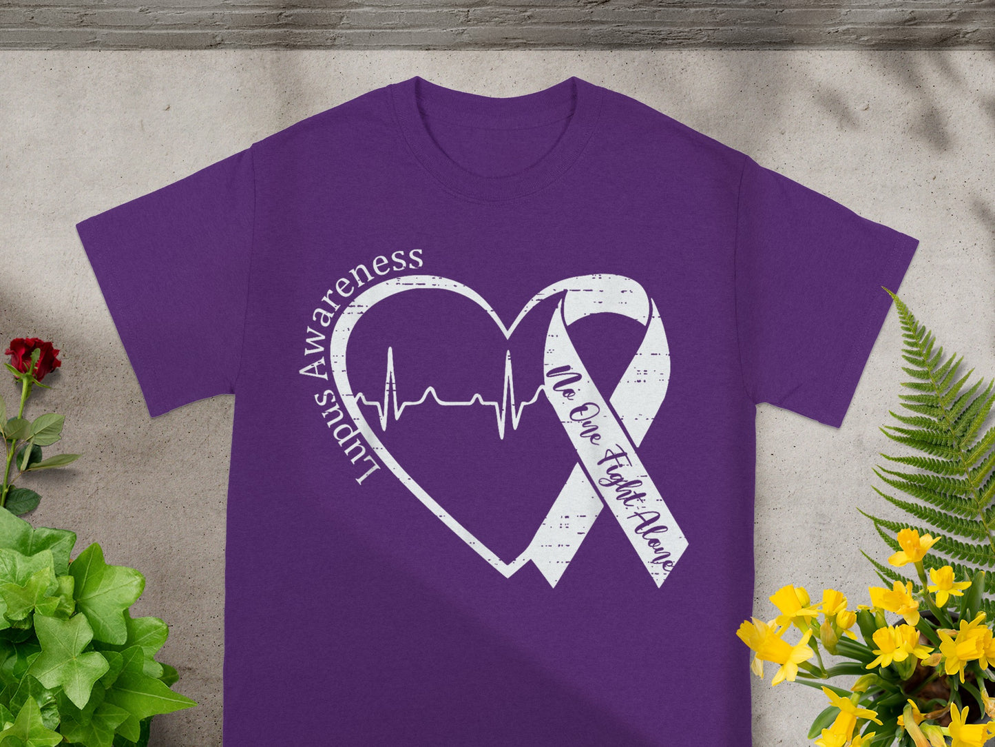 Lupus Awareness No One Fights Alone Heartbeat Shirt