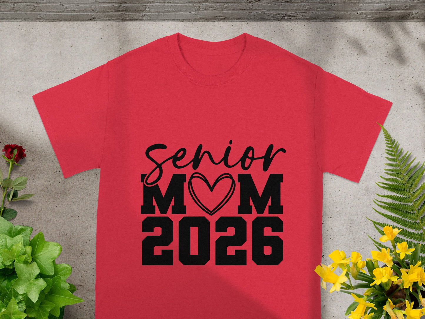 Senior MOM 2026 Heart Graphic Printed T-Shirt