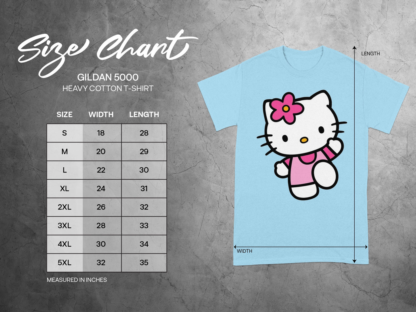 Gildan 5000 Hello Kitty T-shirt Size Chart product type