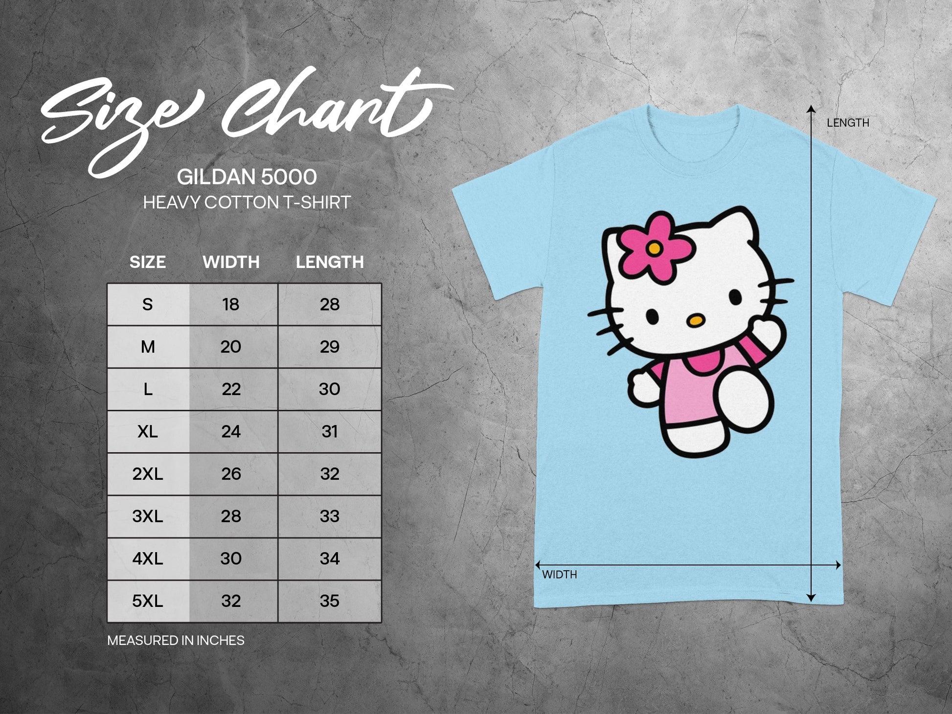 Gildan 5000 Hello Kitty T-shirt Size Chart product type