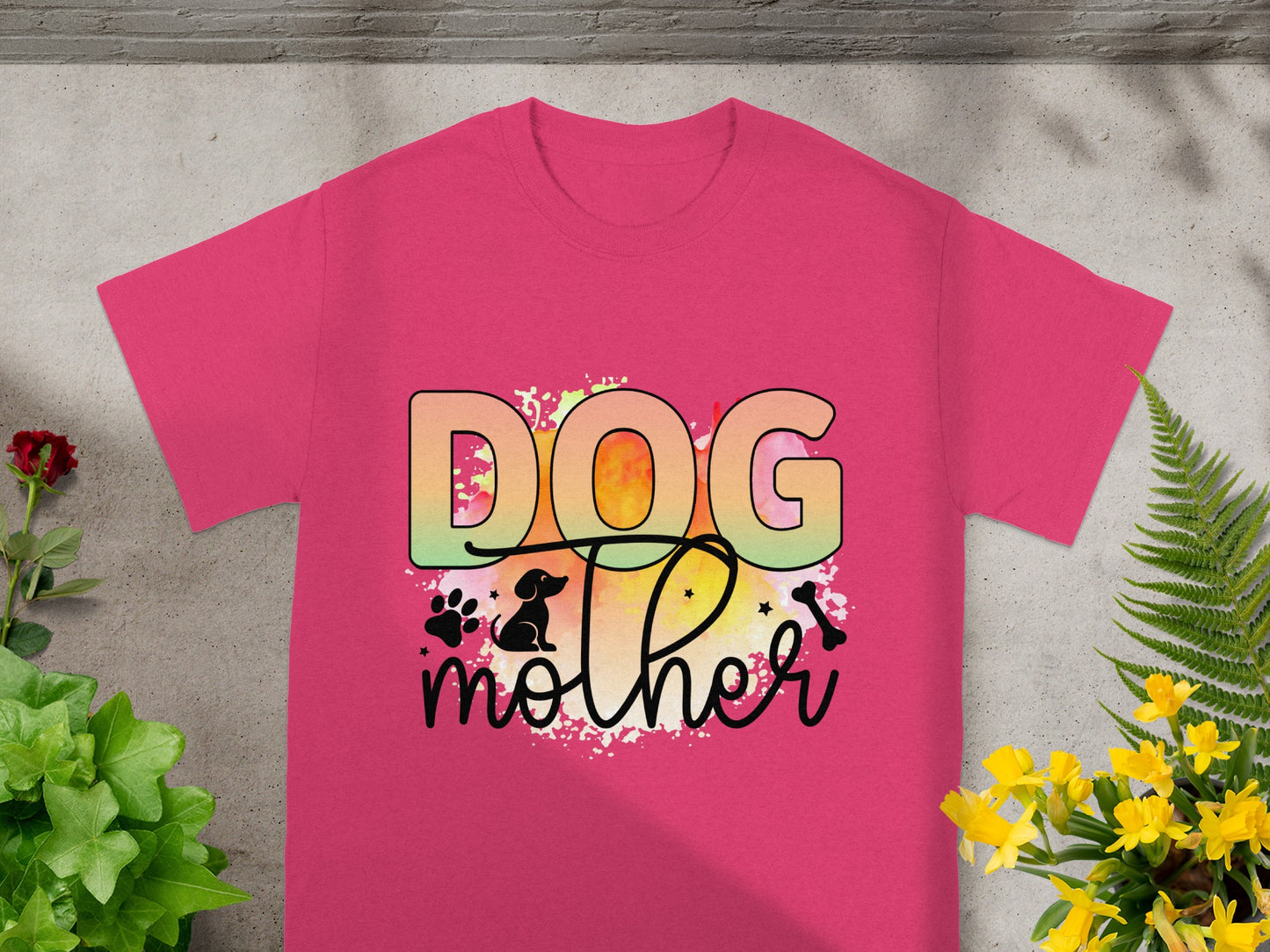 Colorful Dog Mother Graphic Tee Shirt for Pet Lovers