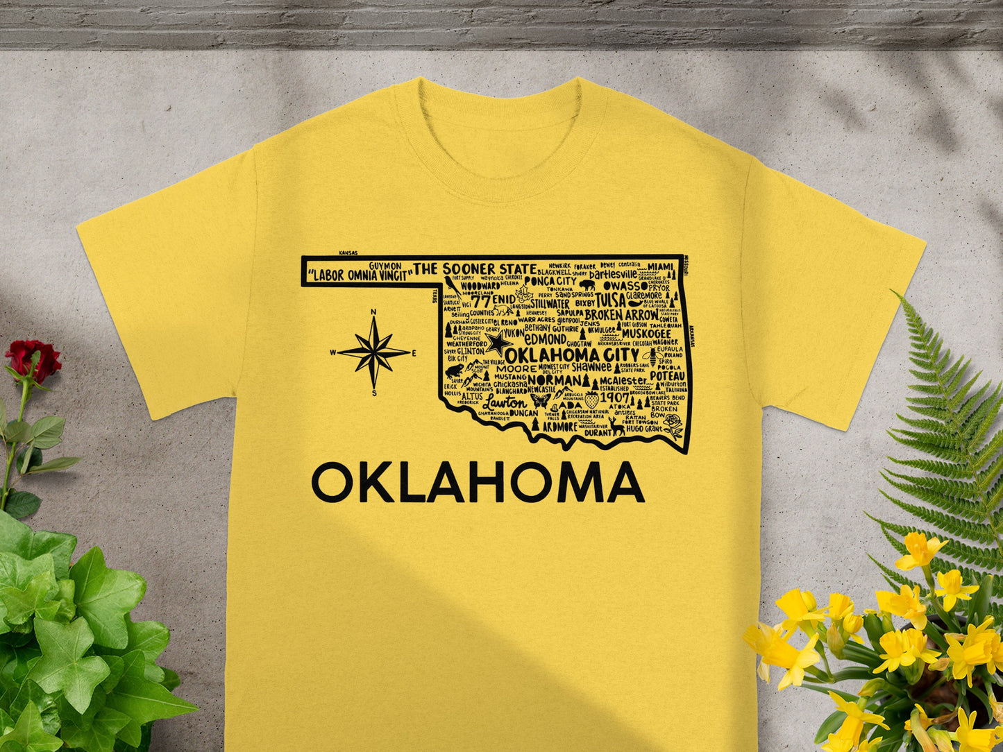 Oklahoma State Map Typography Design Shirt