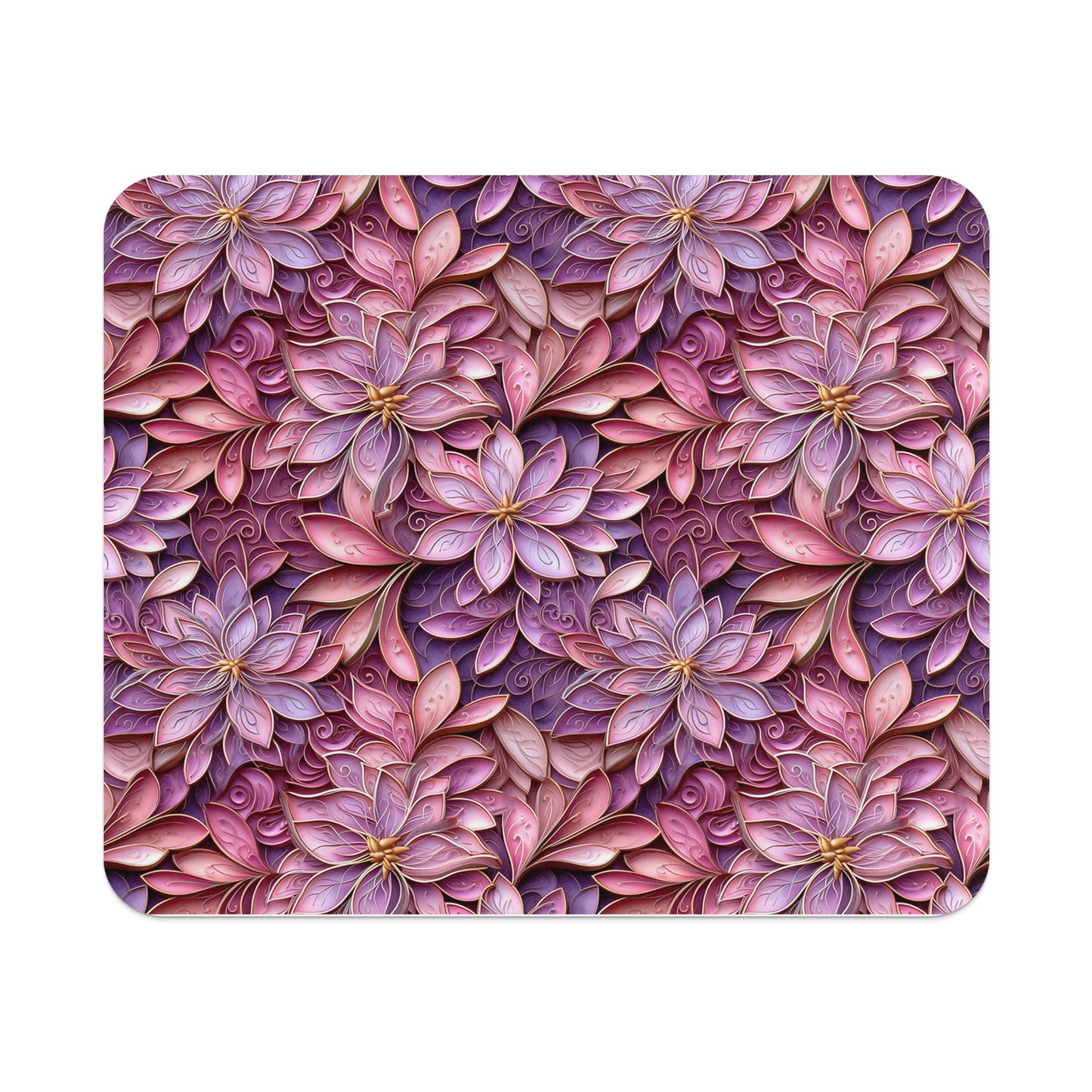 Elegant Floral Purple and Pink Blossoms Design Mousepad
