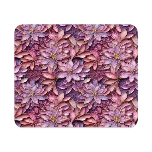 Elegant Floral Purple and Pink Blossoms Design Mousepad