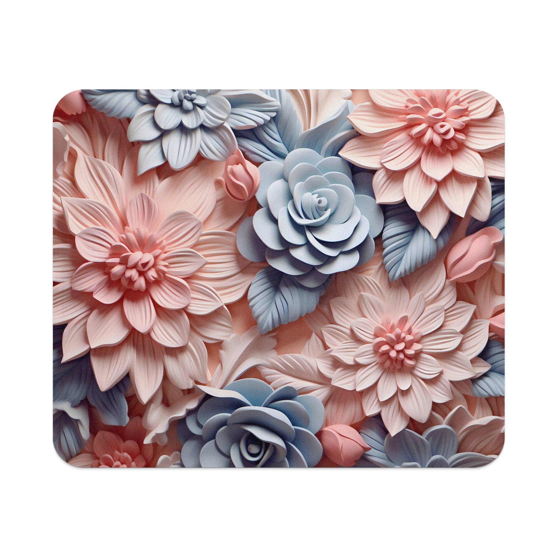 Elegant Floral Bloom Pattern Design Mouse Pad